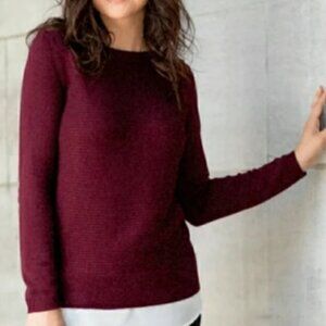 Hilary Radley Women's Pullover Sweater - Maroon Layered Chiffon Hem - XXL